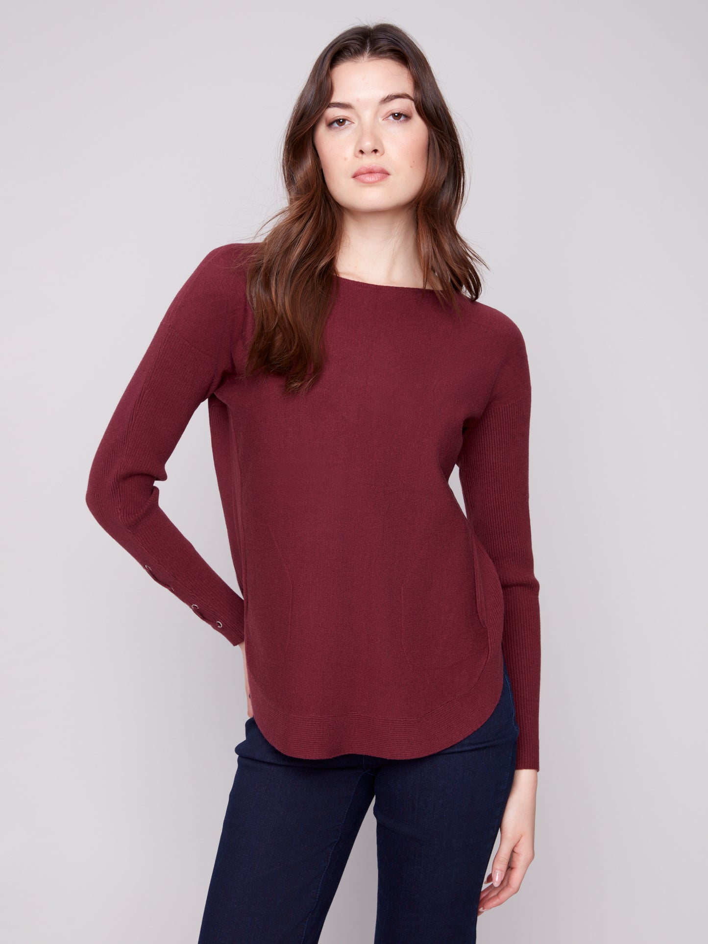 Knit Sweater With Lace-Up Cuffs
