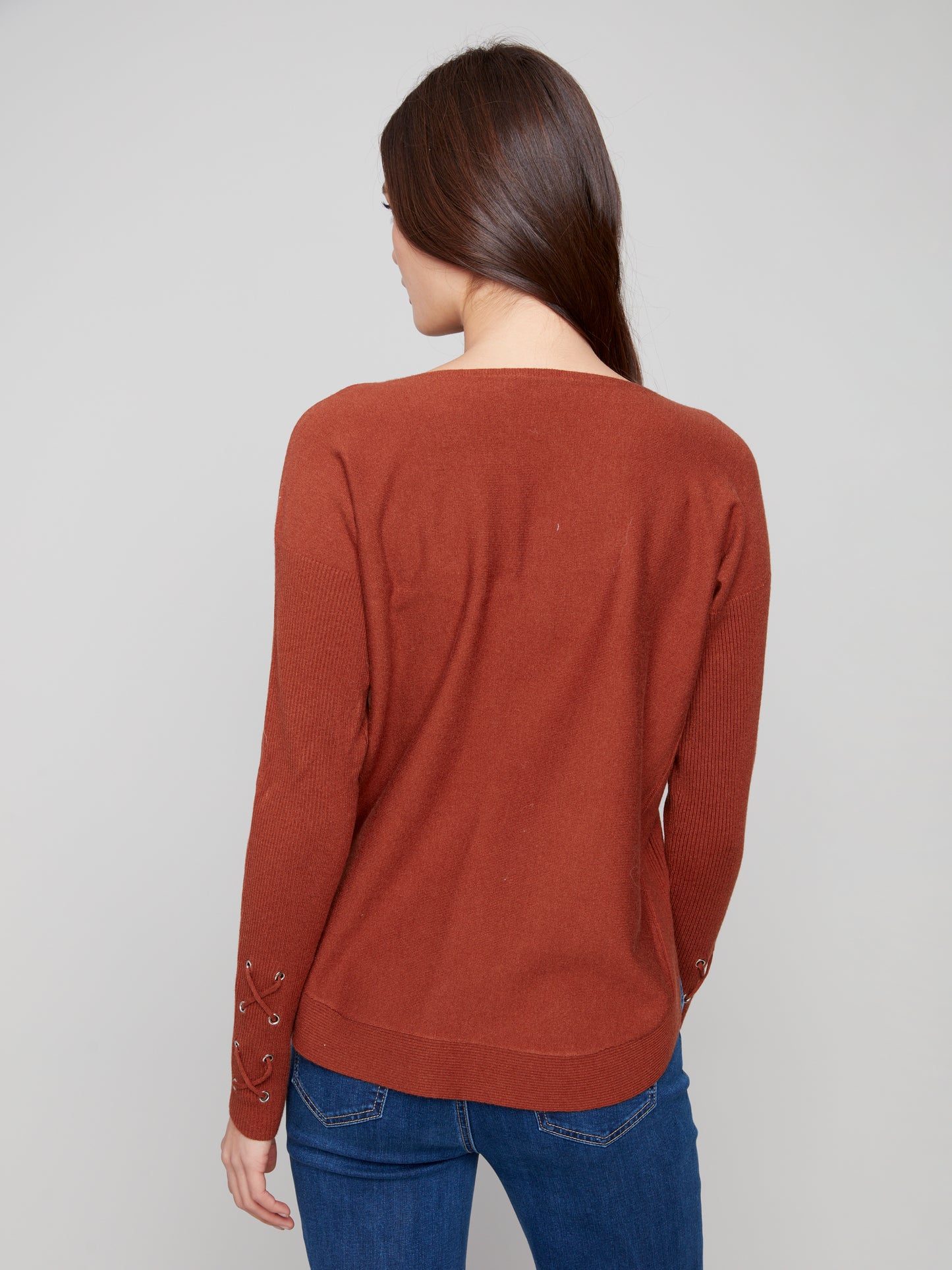 Knit Sweater With Lace-Up Cuffs
