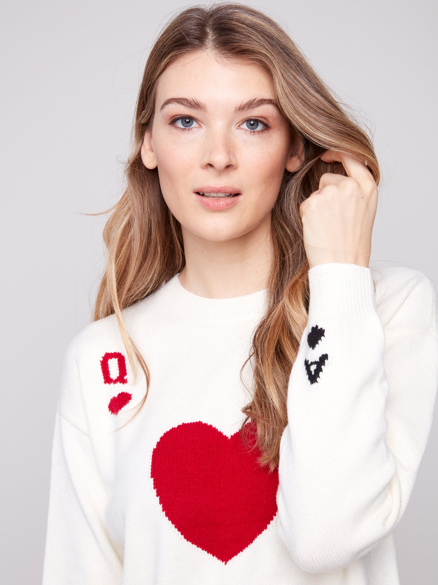 Jacquard Plush Knit Crew Neck Sweater