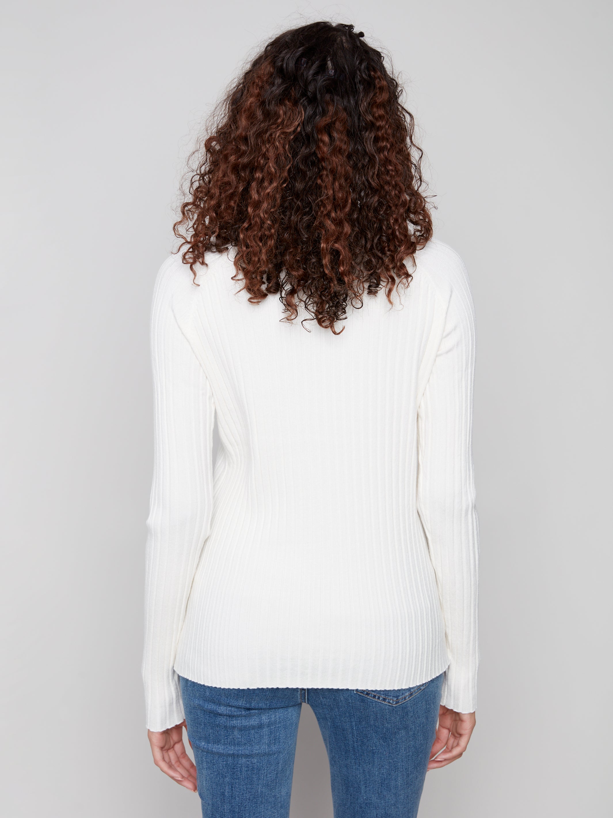 Ribbed Knit Mock Neck Sweater