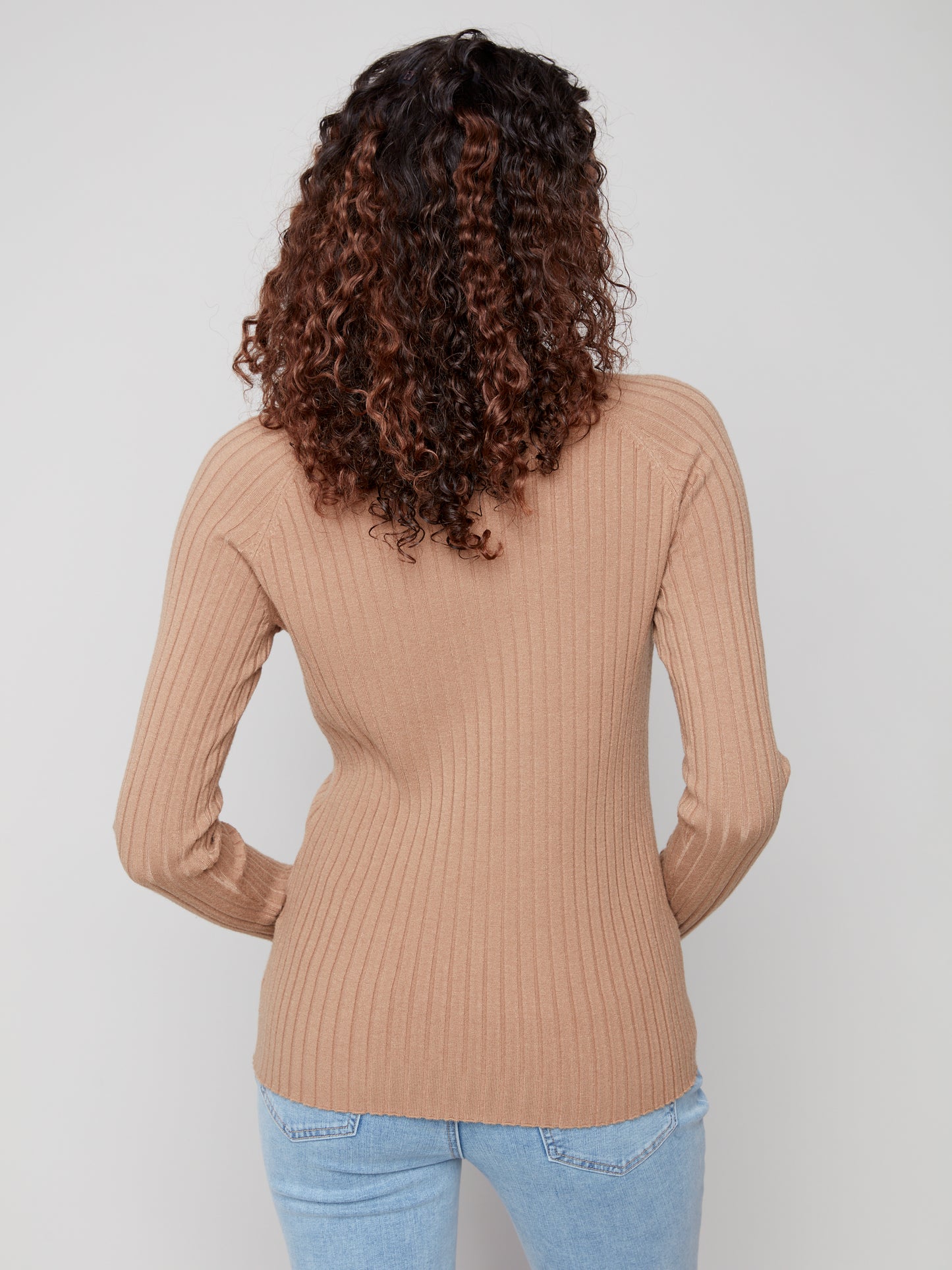 Ribbed Knit Mock Neck Sweater