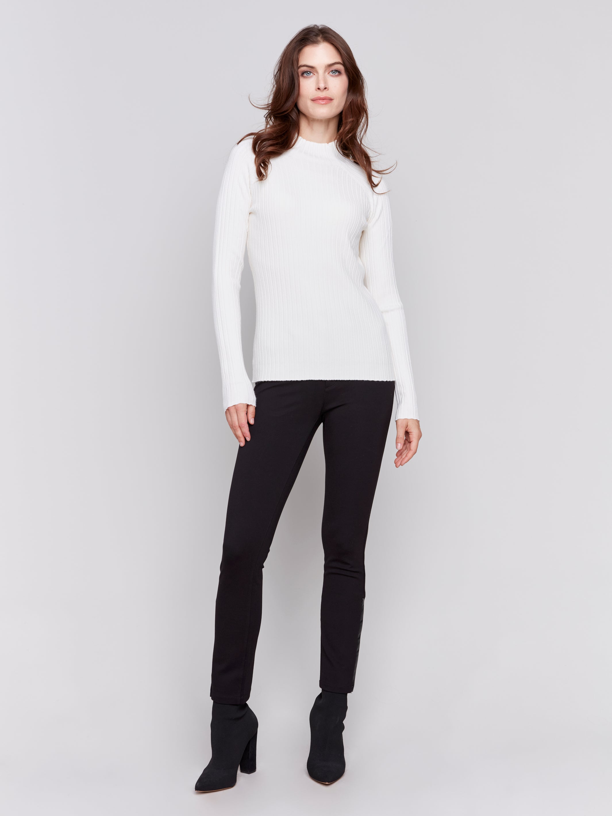 Ribbed Knit Mock Neck Sweater