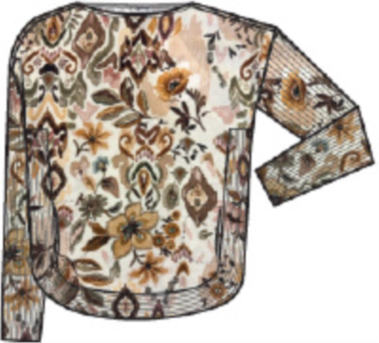 Printed Rounded Hem Sweater