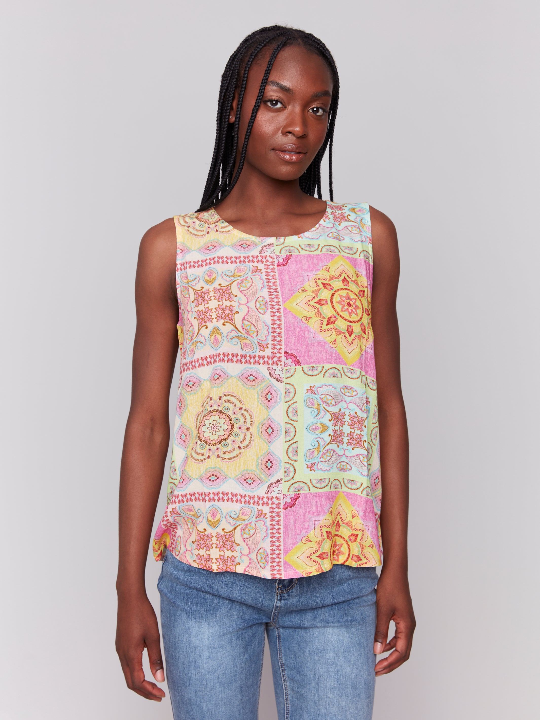 Printed Viscose Sleeveless Top