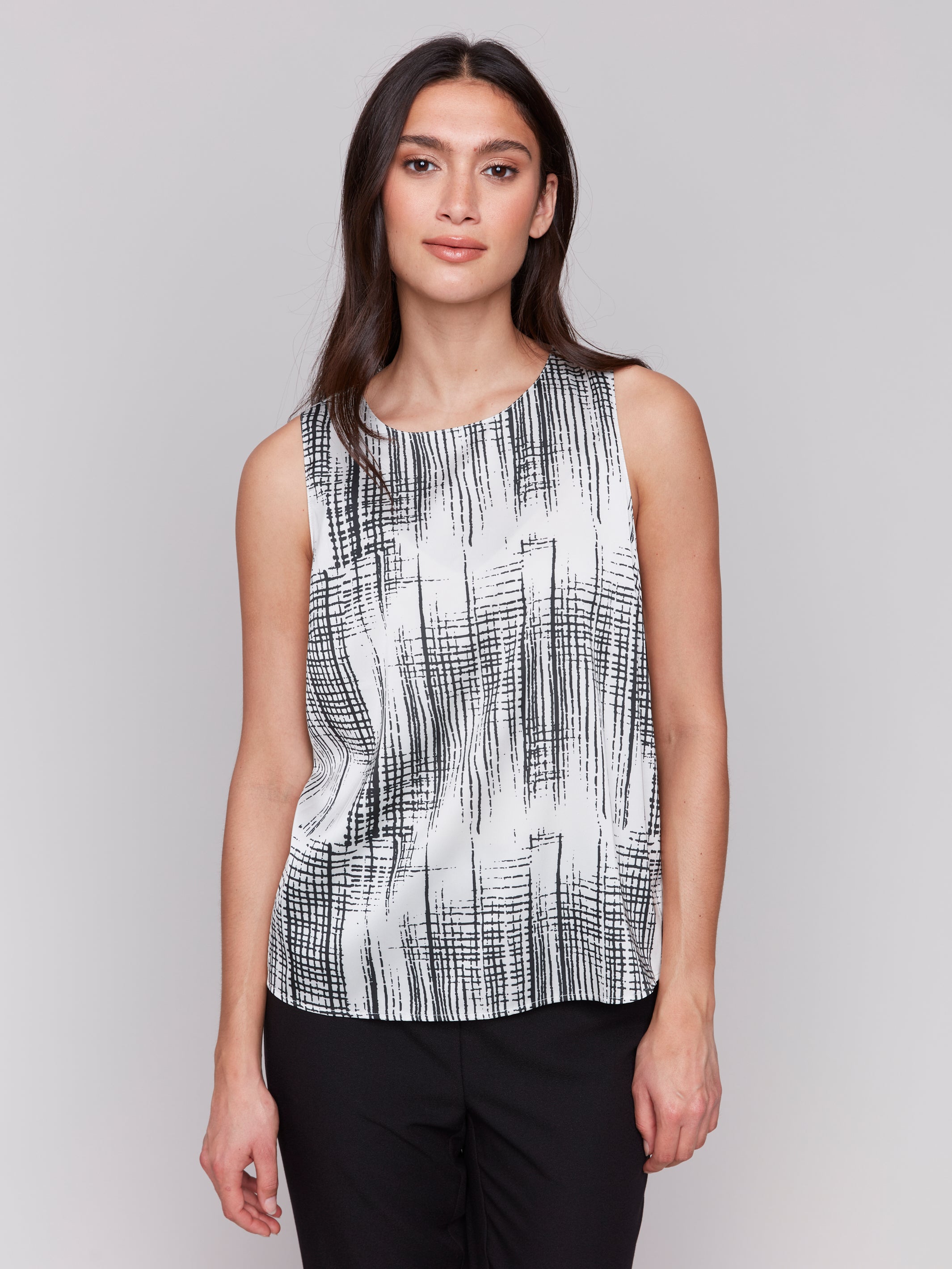 Printed Satin Sleeveless Top
