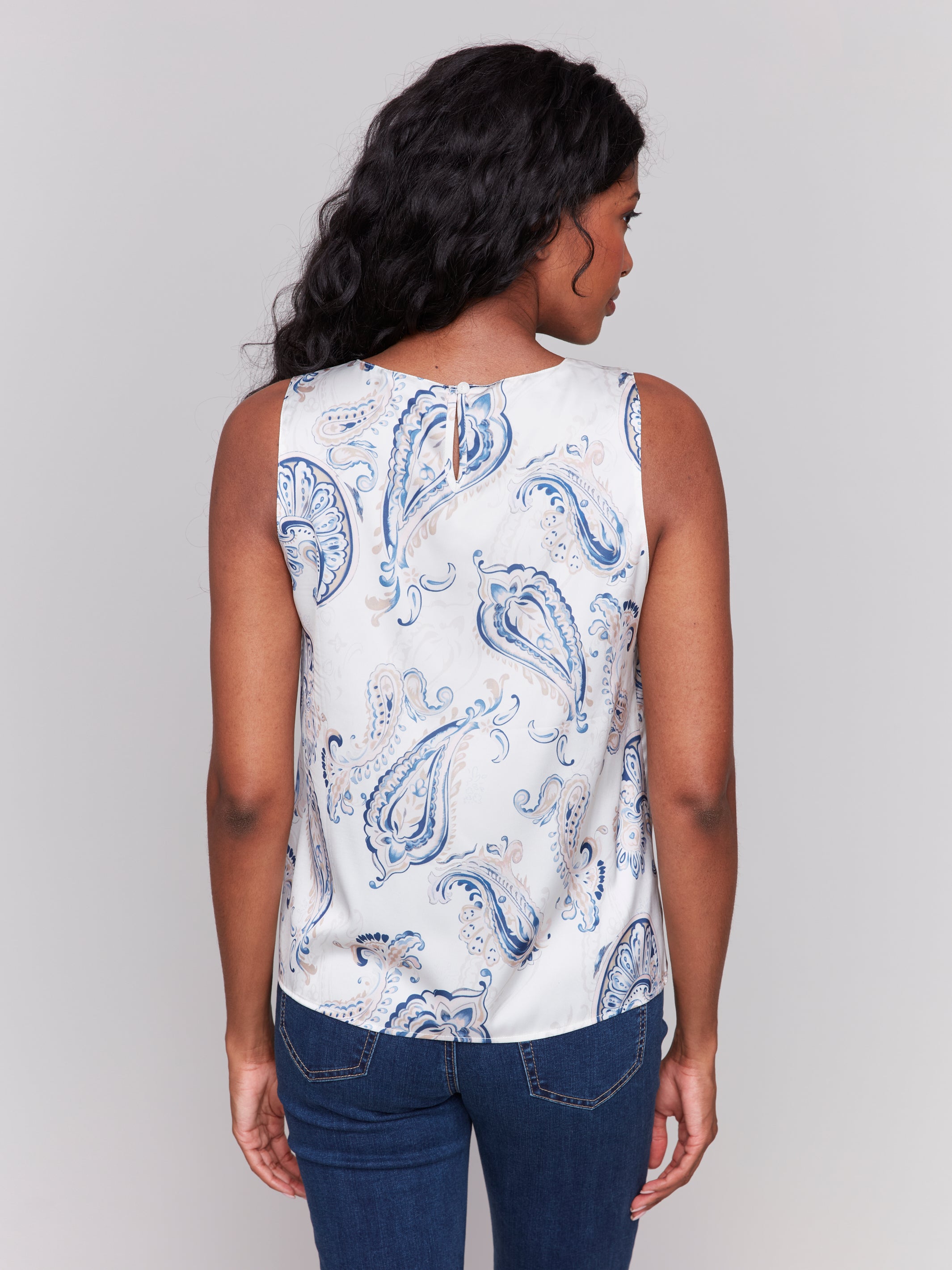 Printed Satin Sleeveless Top