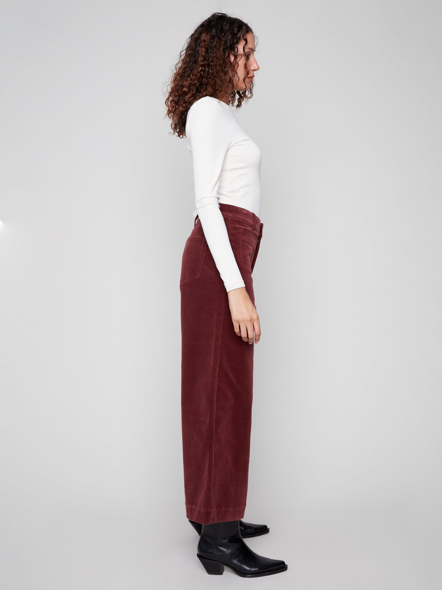Cropped Patch Pocket Flare Corduroy Pants