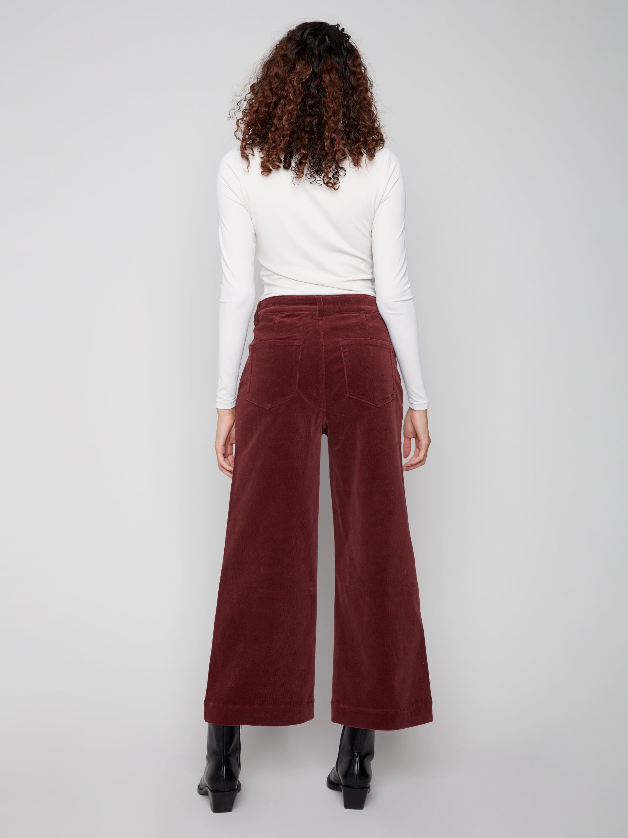 Cropped Patch Pocket Flare Corduroy Pants