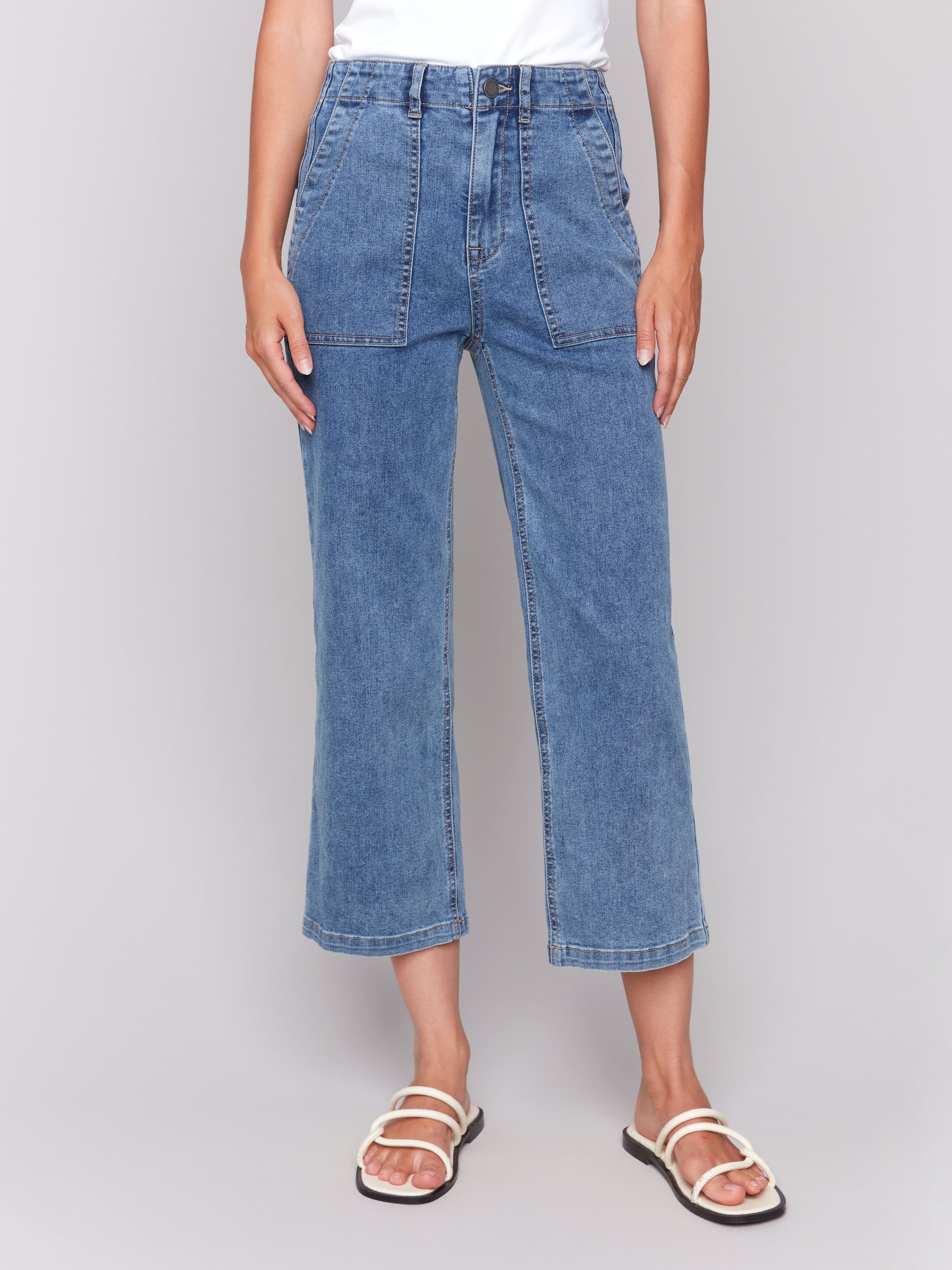Cropped Utility Pocket Jeans