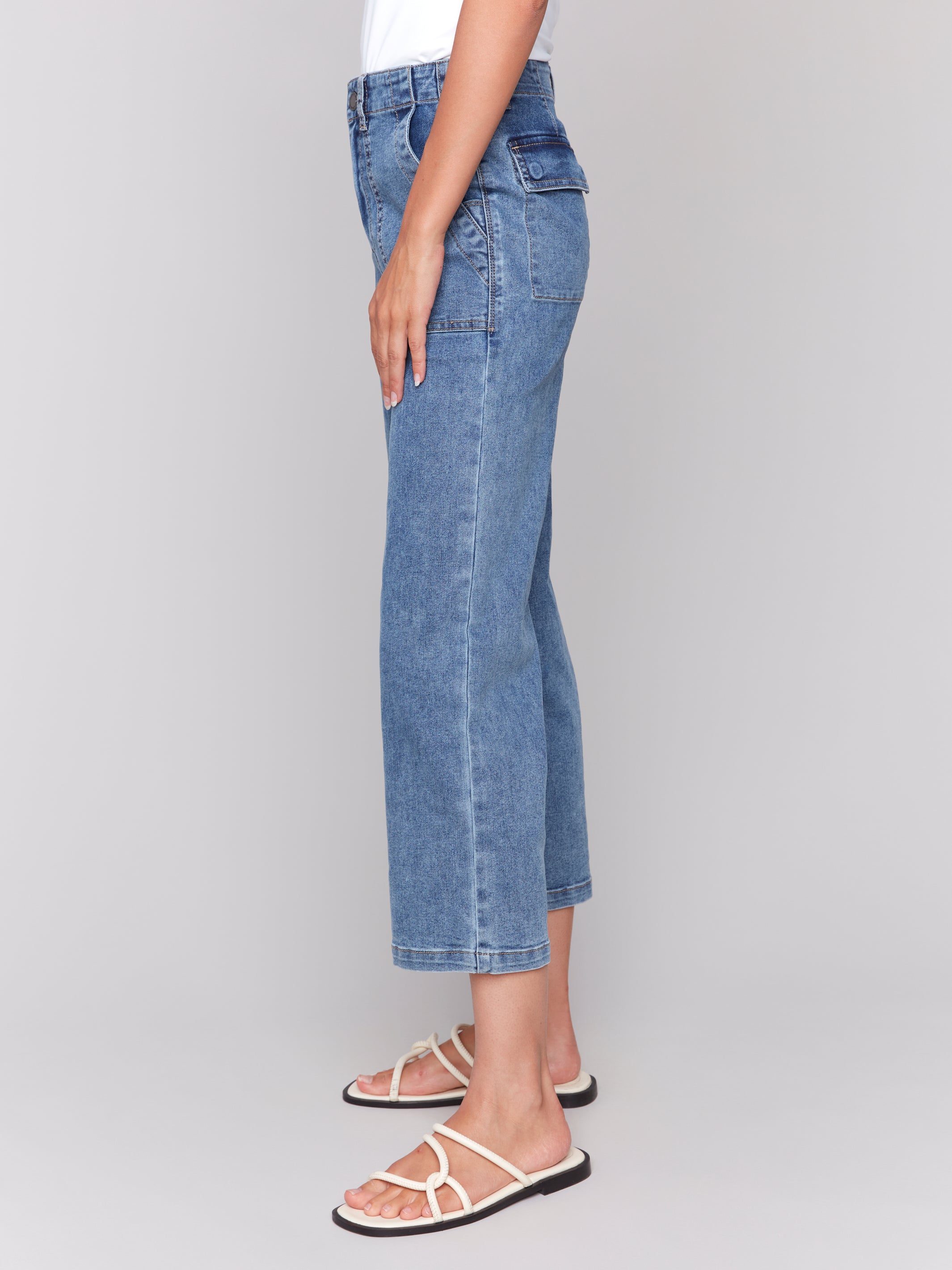 Cropped Utility Pocket Jeans