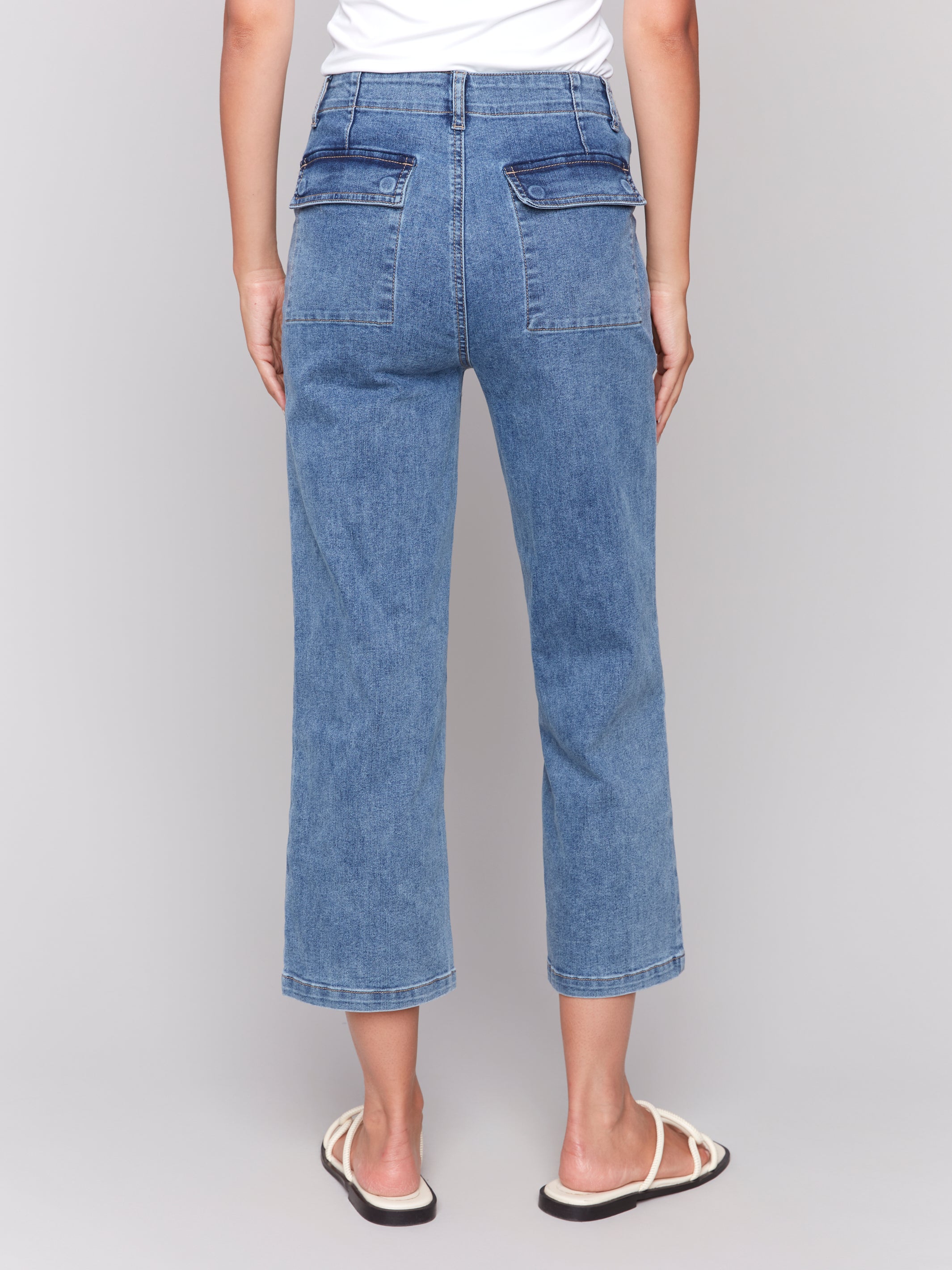 Cropped Utility Pocket Jeans