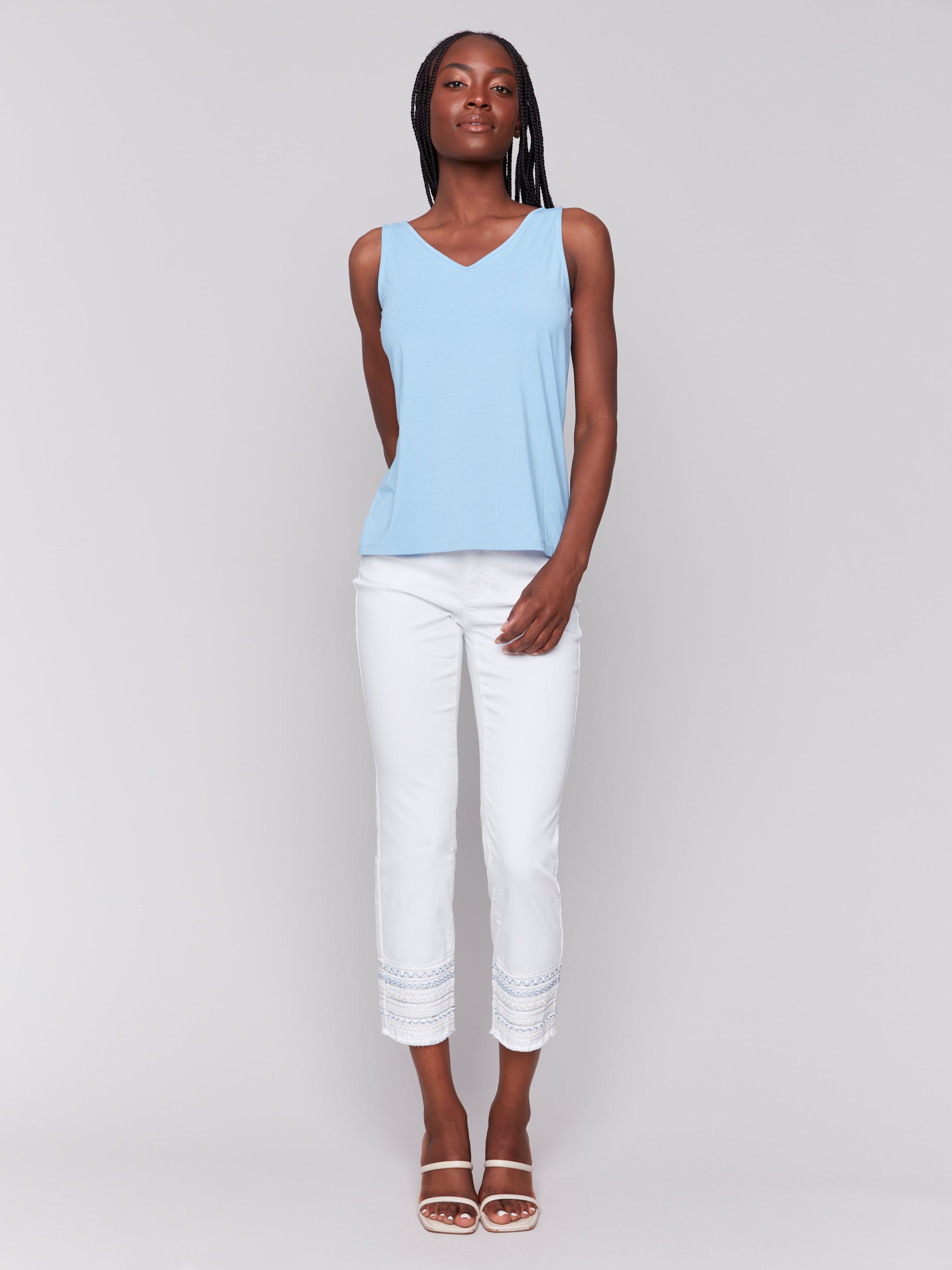 Embroidered Hem Jeans