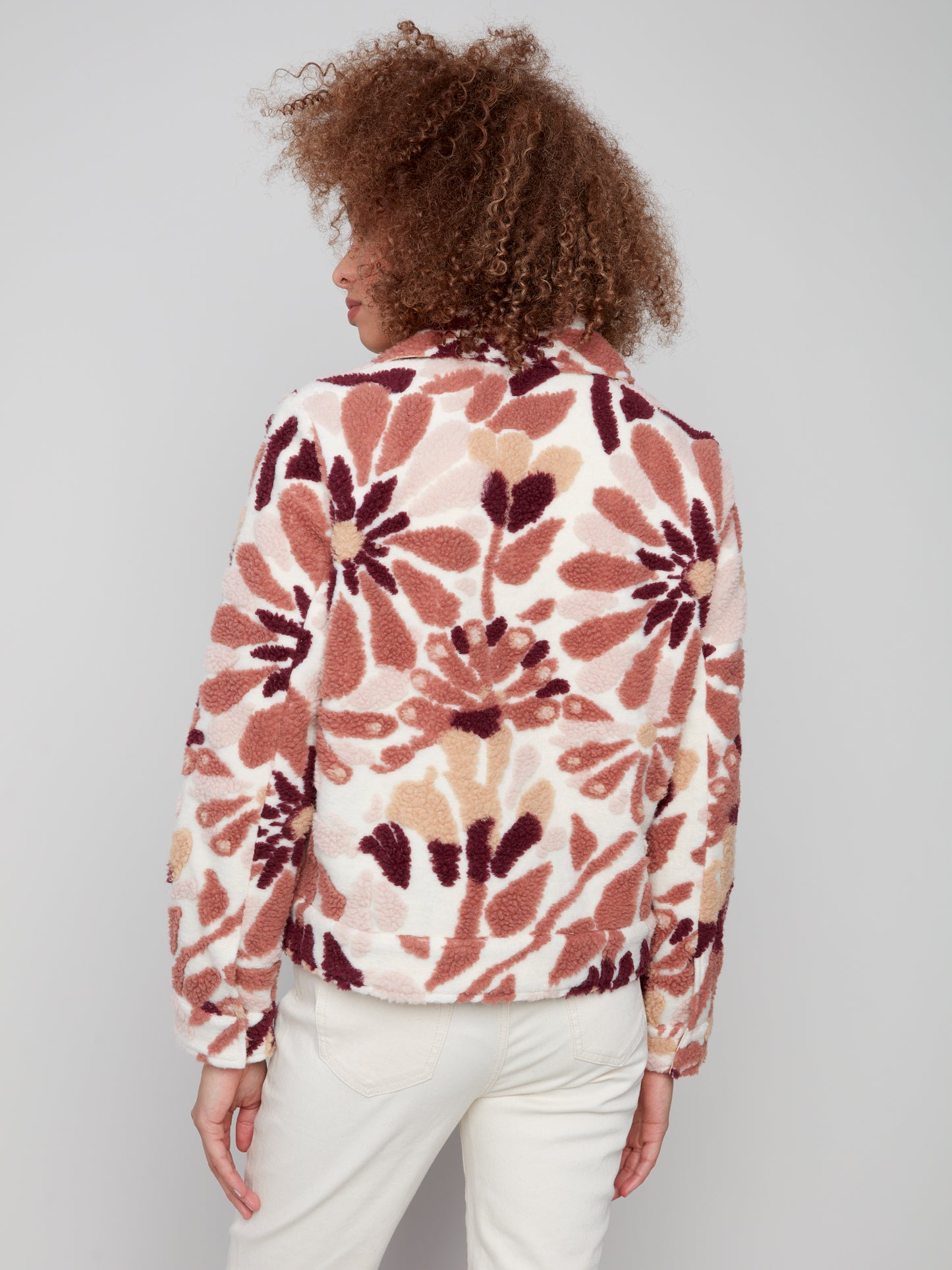Floral Sherpa Fleece Short Jacket