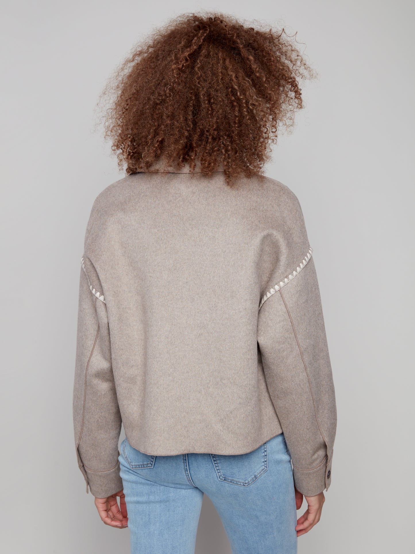 Double Face Wool Jacket With Blanket Stitch