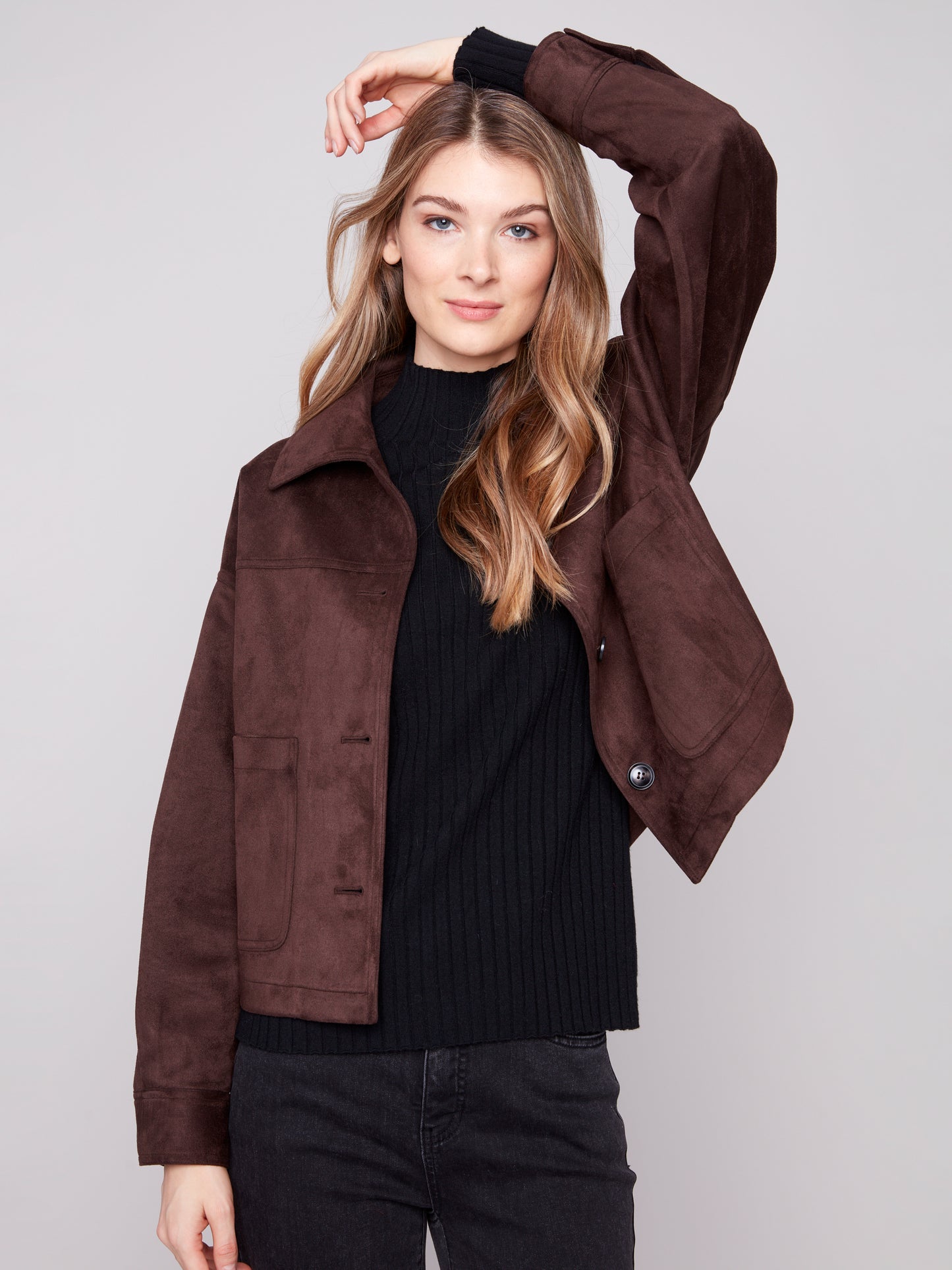 Short Faux Suede Jacket