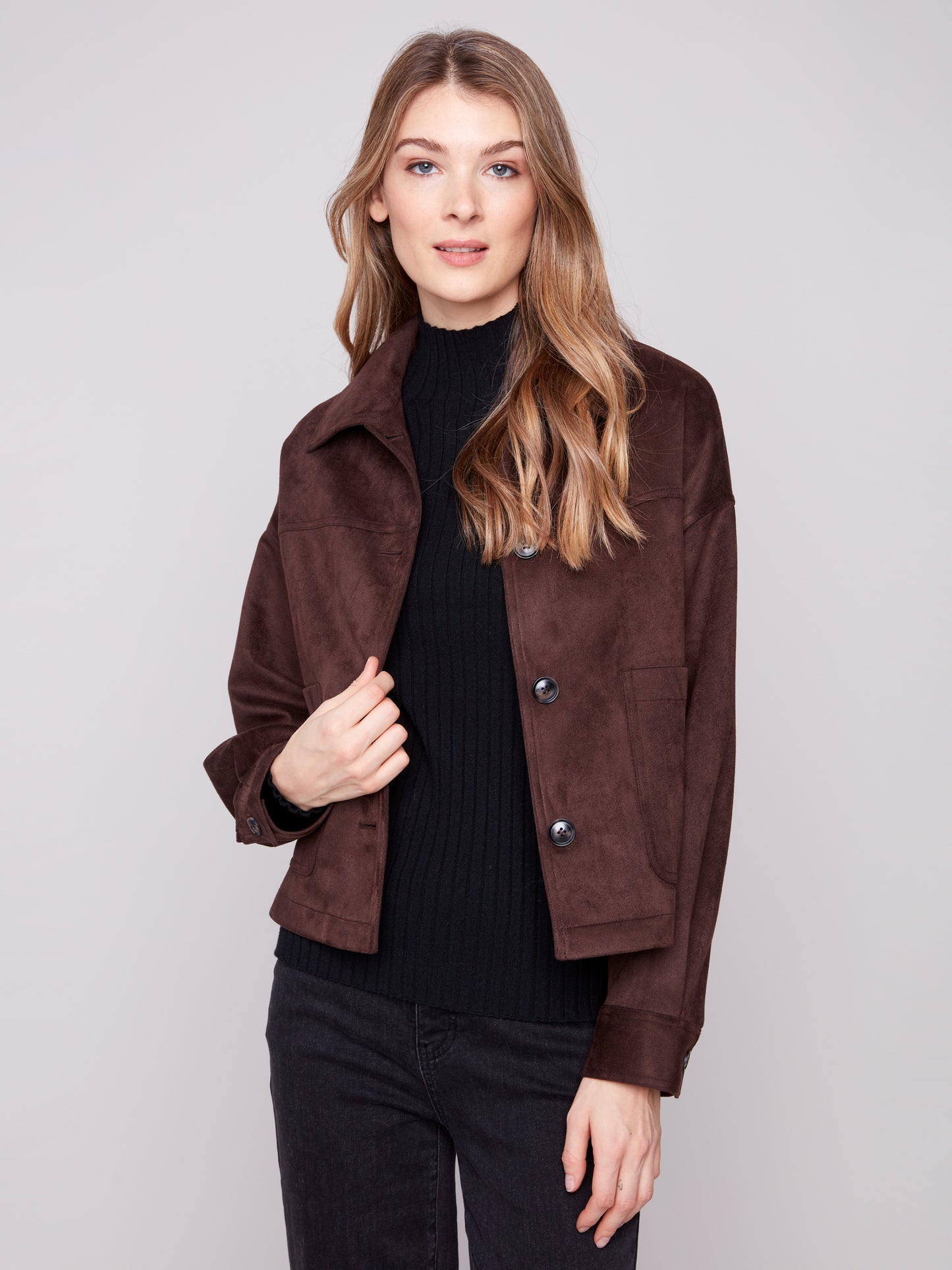 Short Faux Suede Jacket
