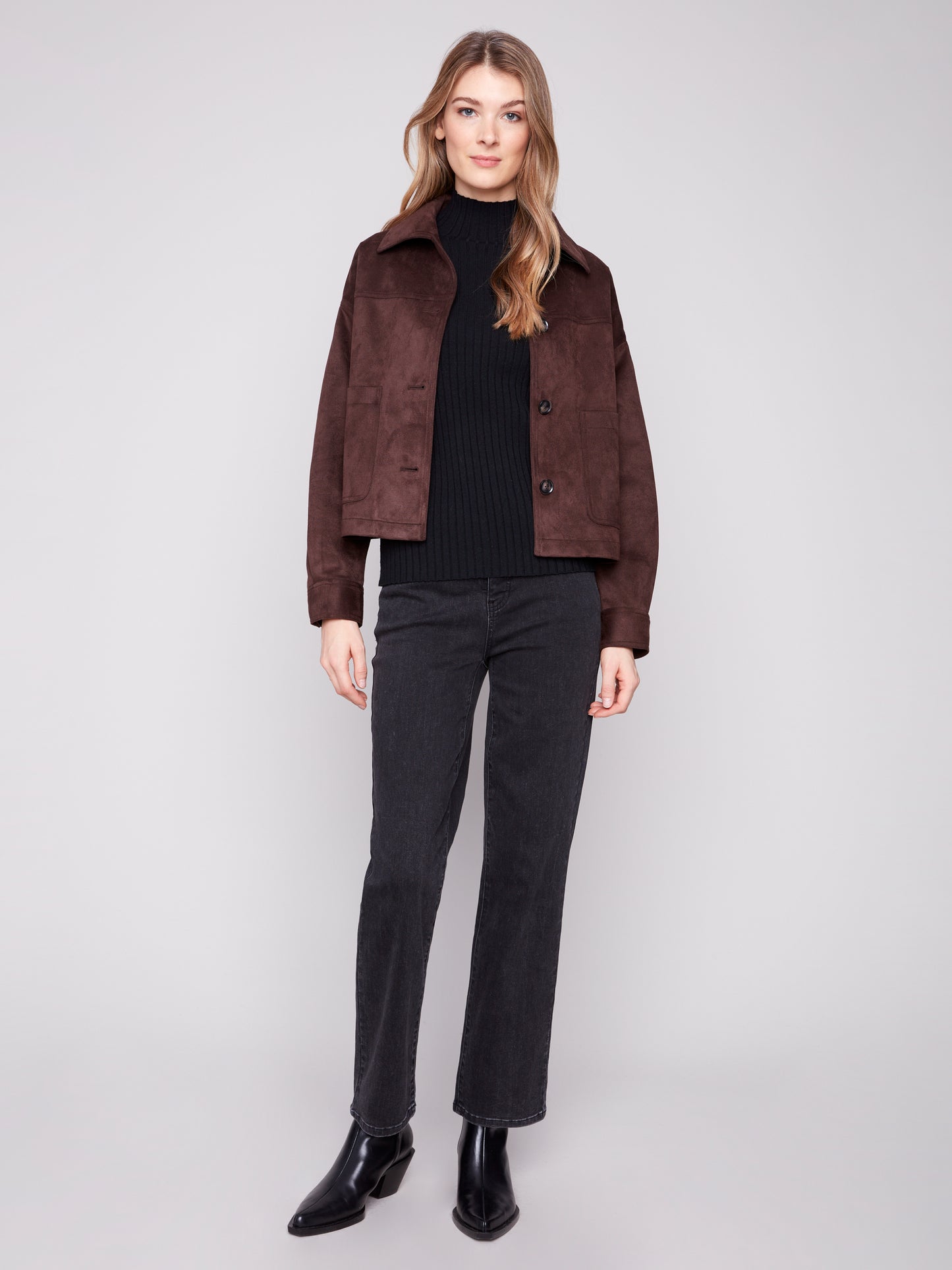 Short Faux Suede Jacket