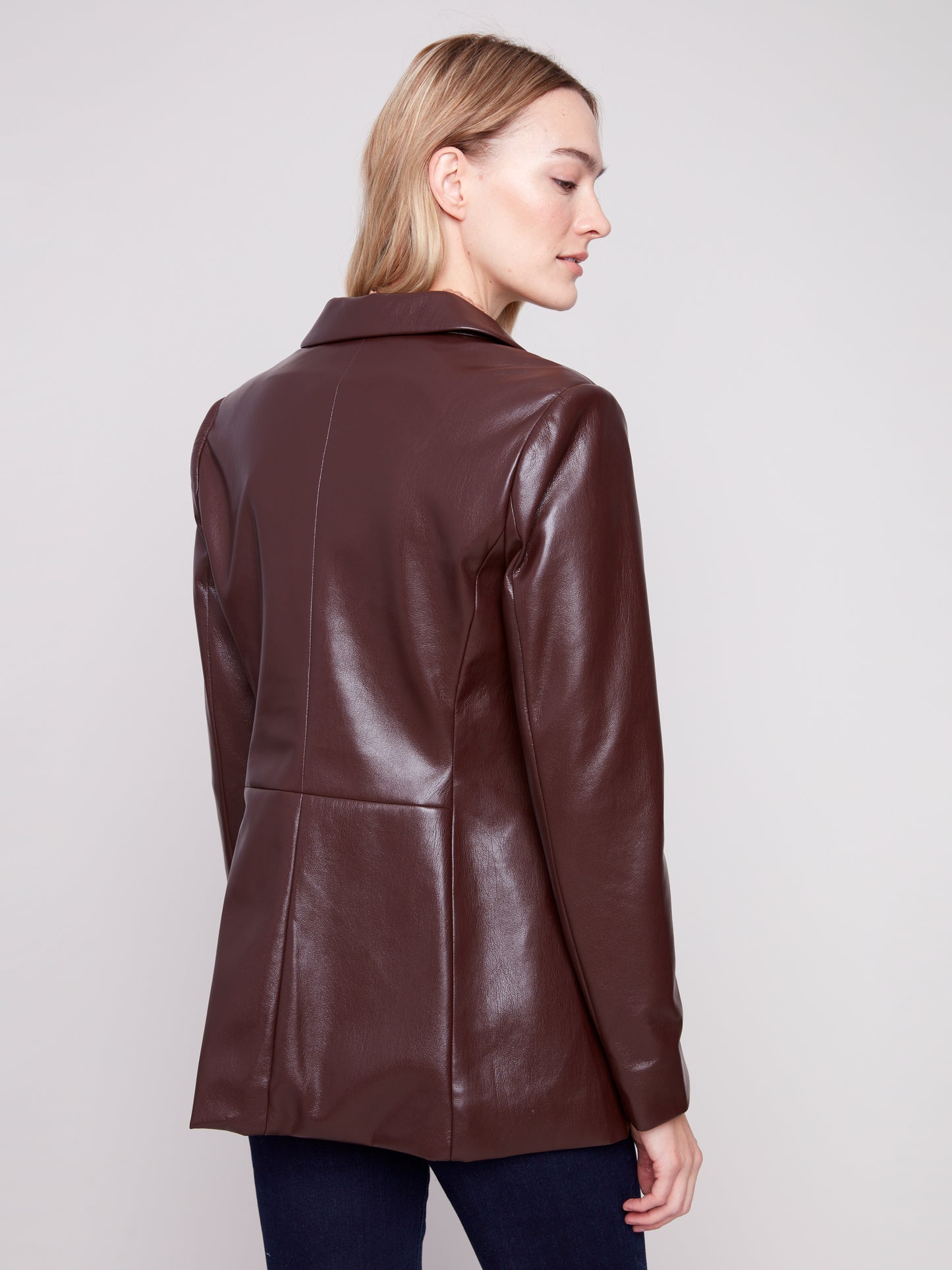 Faux Leather Blazer