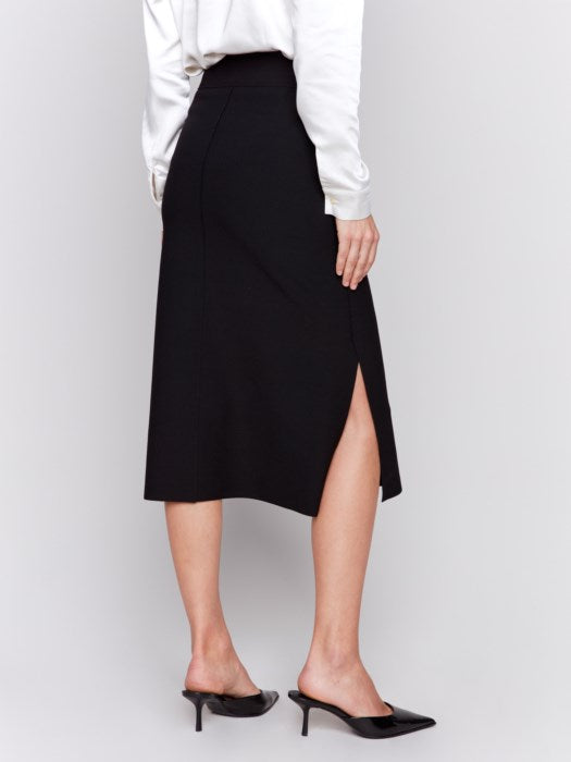 Knee Length Skirt with Side Slit and Pockets