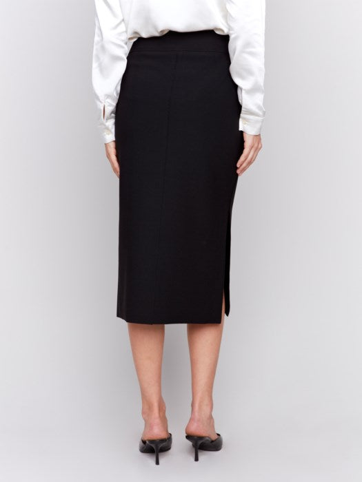 Knee Length Skirt with Side Slit and Pockets