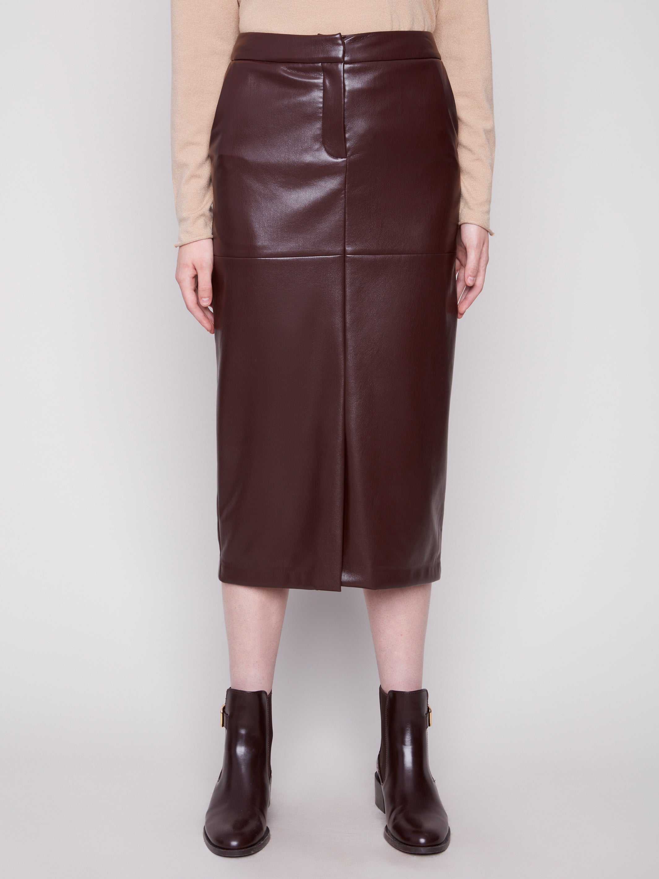 Faux Leather Midi Skirt