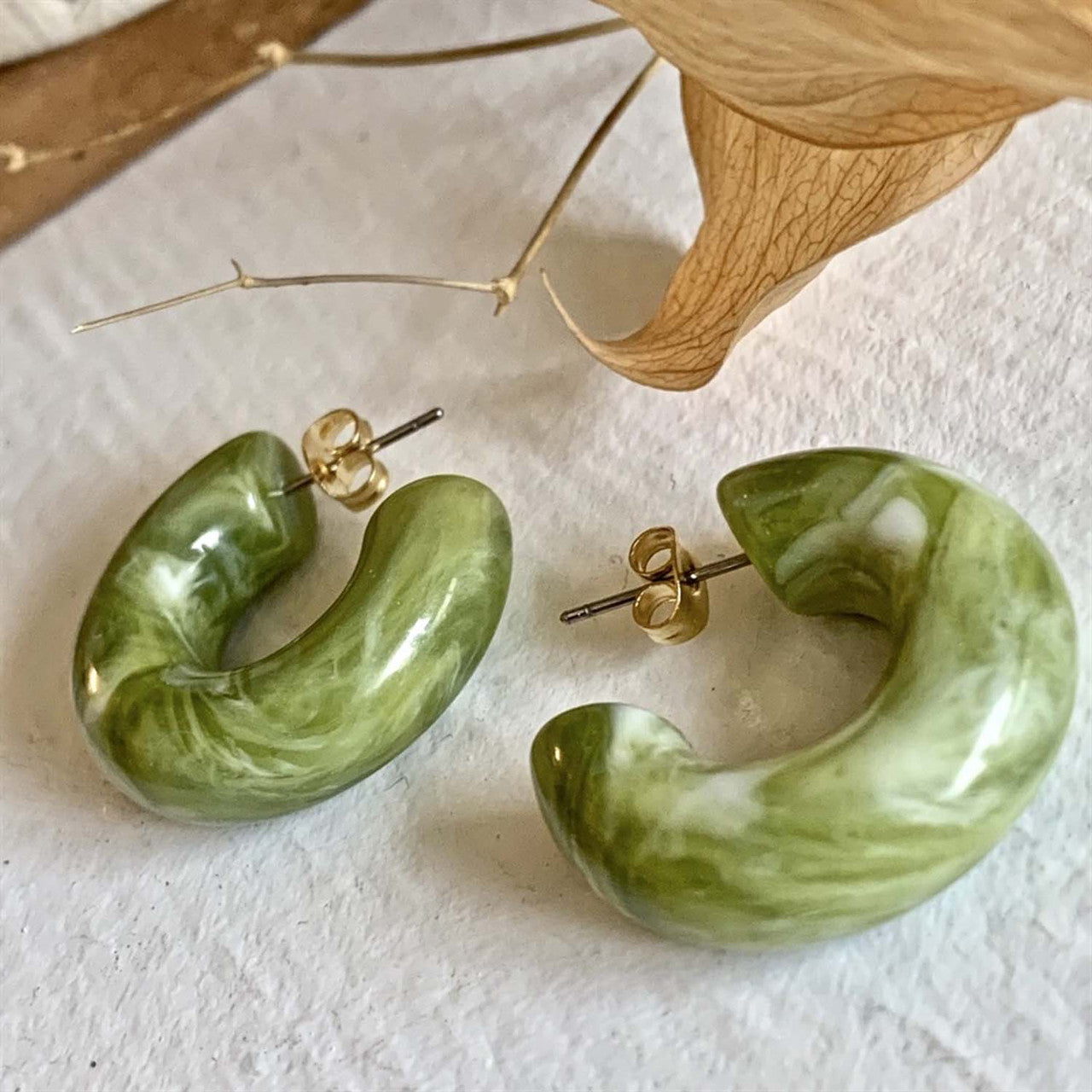 Turf Marble Acetate Hoop Earrings