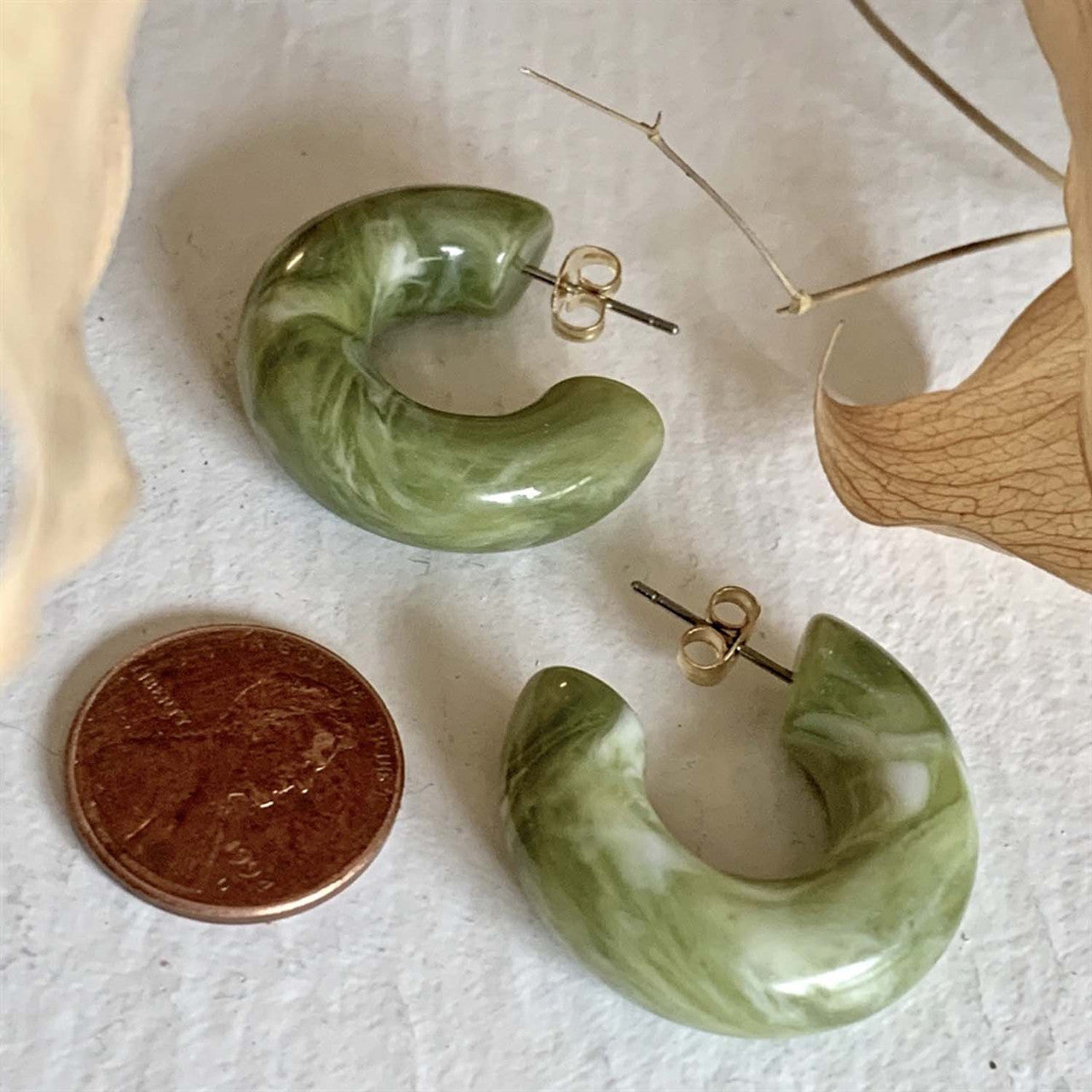 Turf Marble Acetate Hoop Earrings