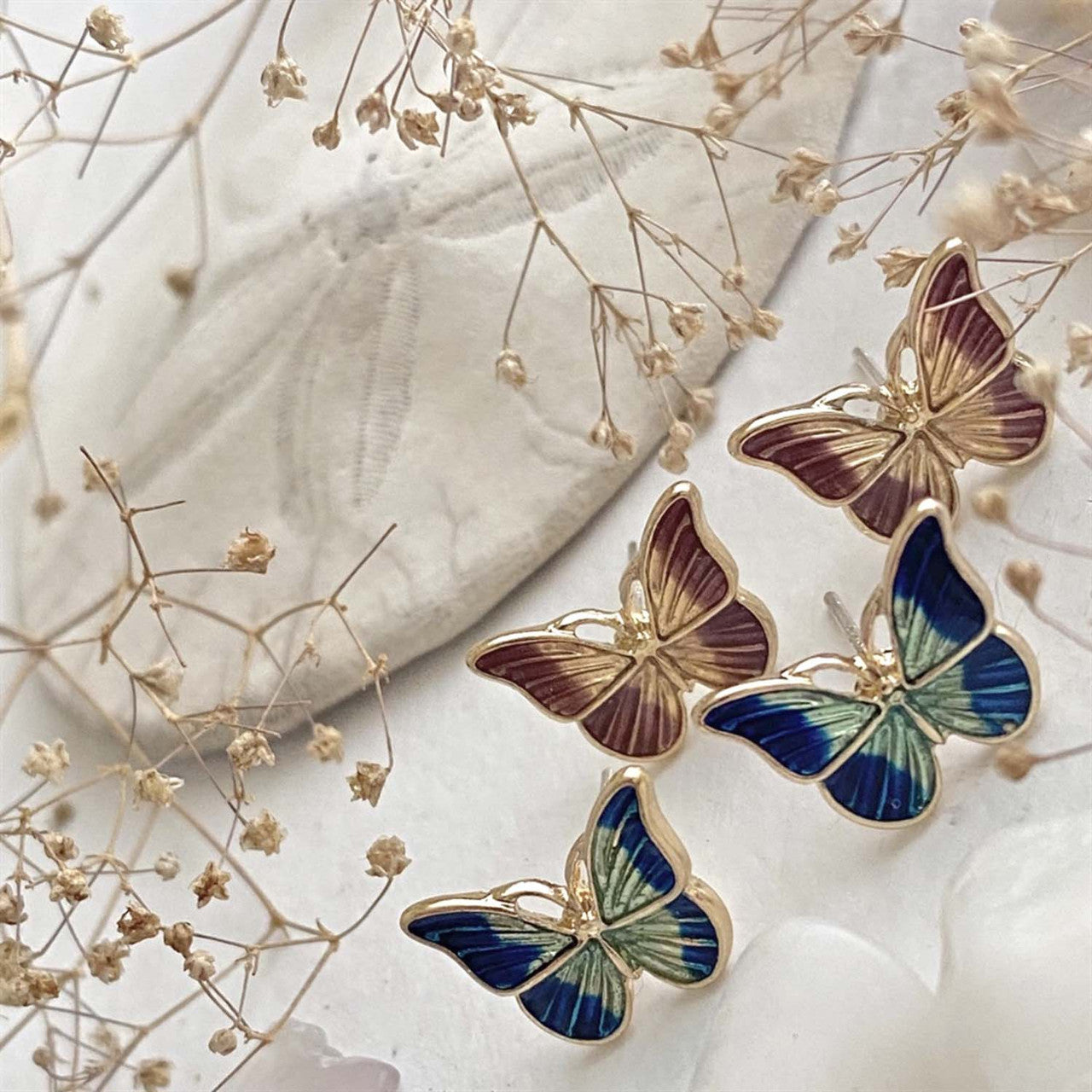 Vlinder CloisonnΓ© Style Butterfly Stud Earrings