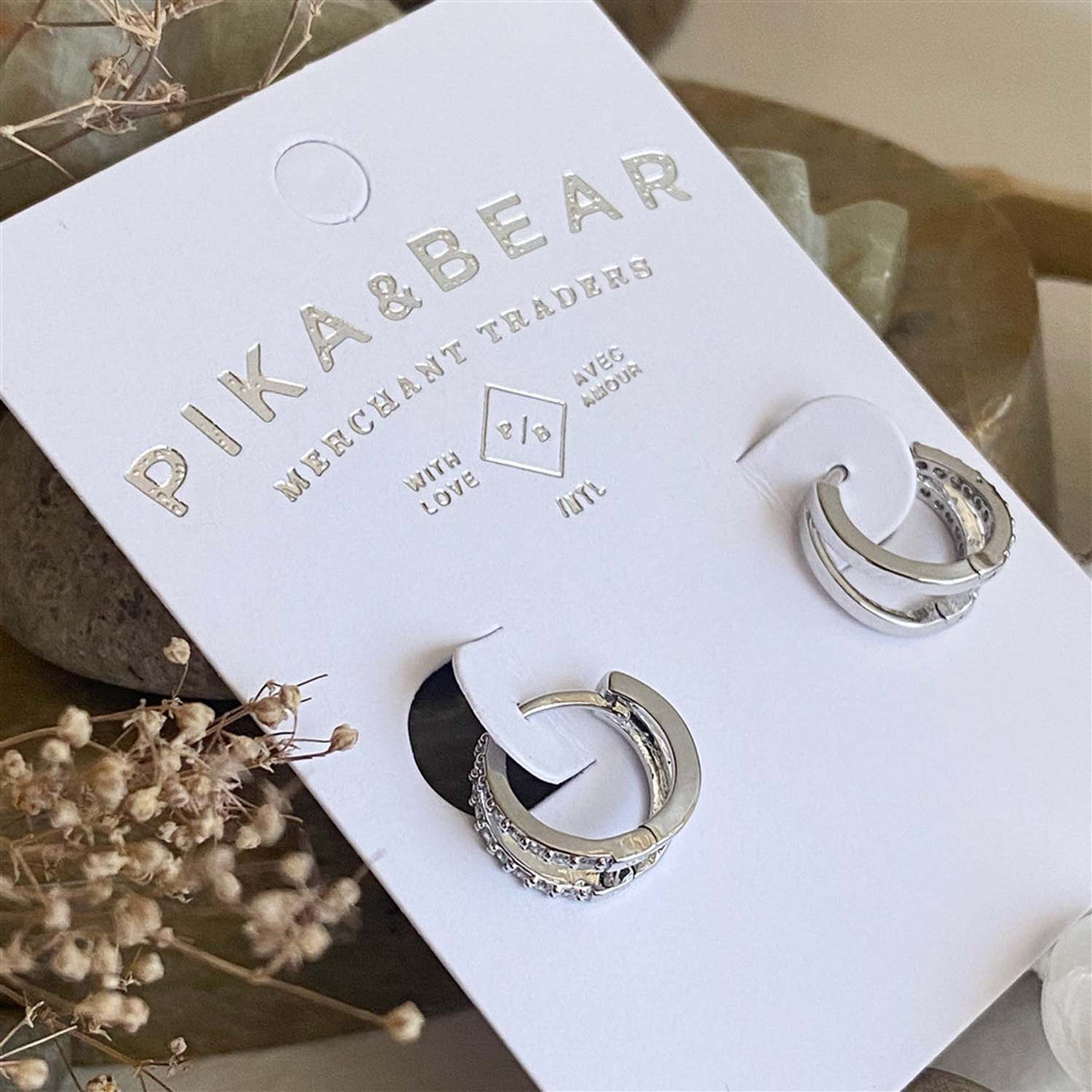 Chariklo Double Layer Rhinestone Encrusted Sleeper Hoops