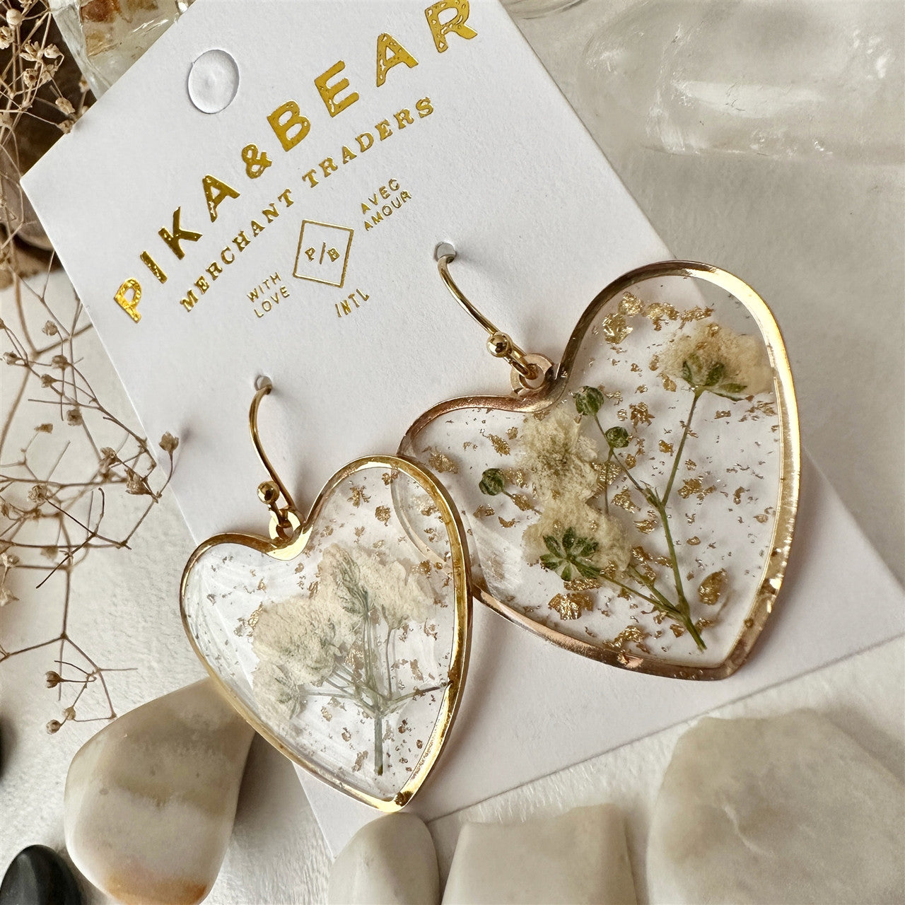 Bronte Clear Acrylic Heart Earrings