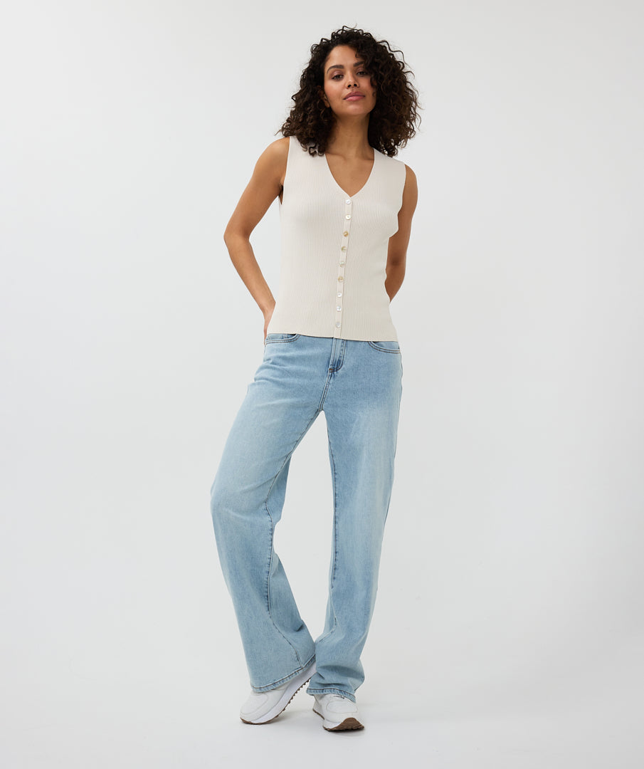 V-Neck Button Detail Top
