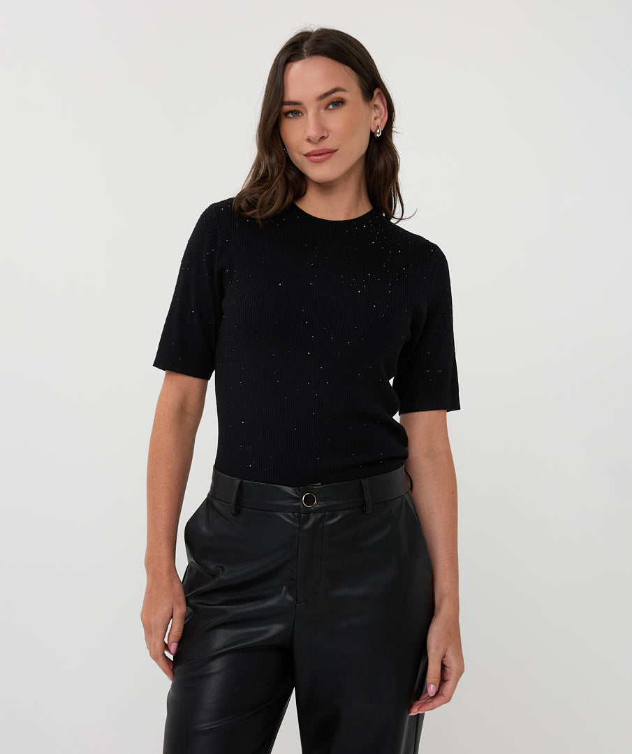Ribbed Sparkle Knit Tee