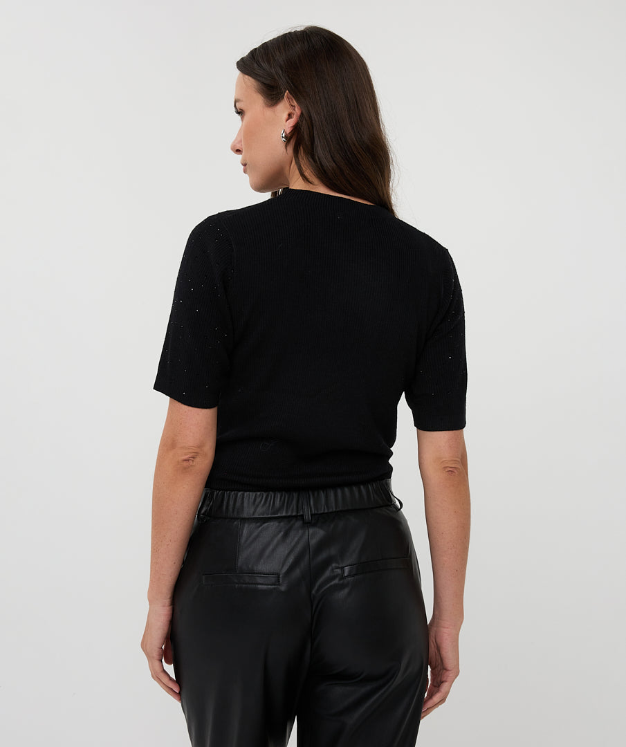 Ribbed Sparkle Knit Tee