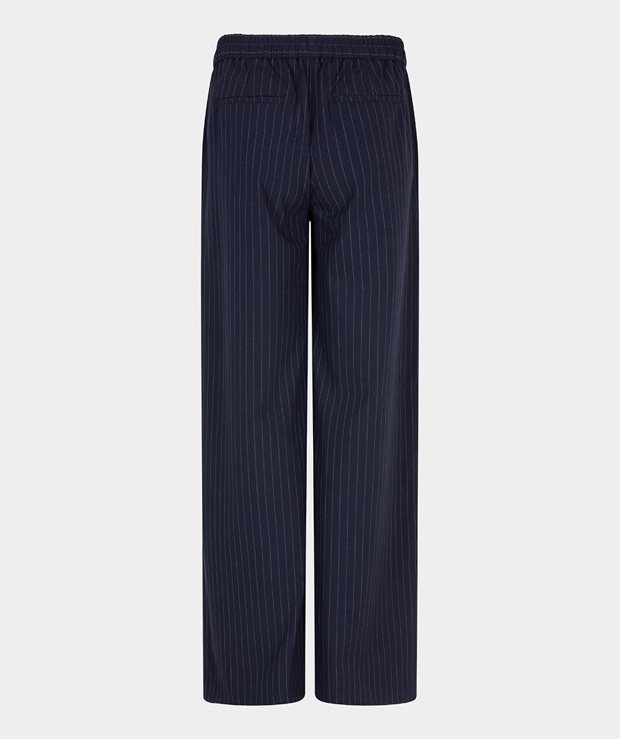 Drawstring Elastic Waist Pinstripe Trousers