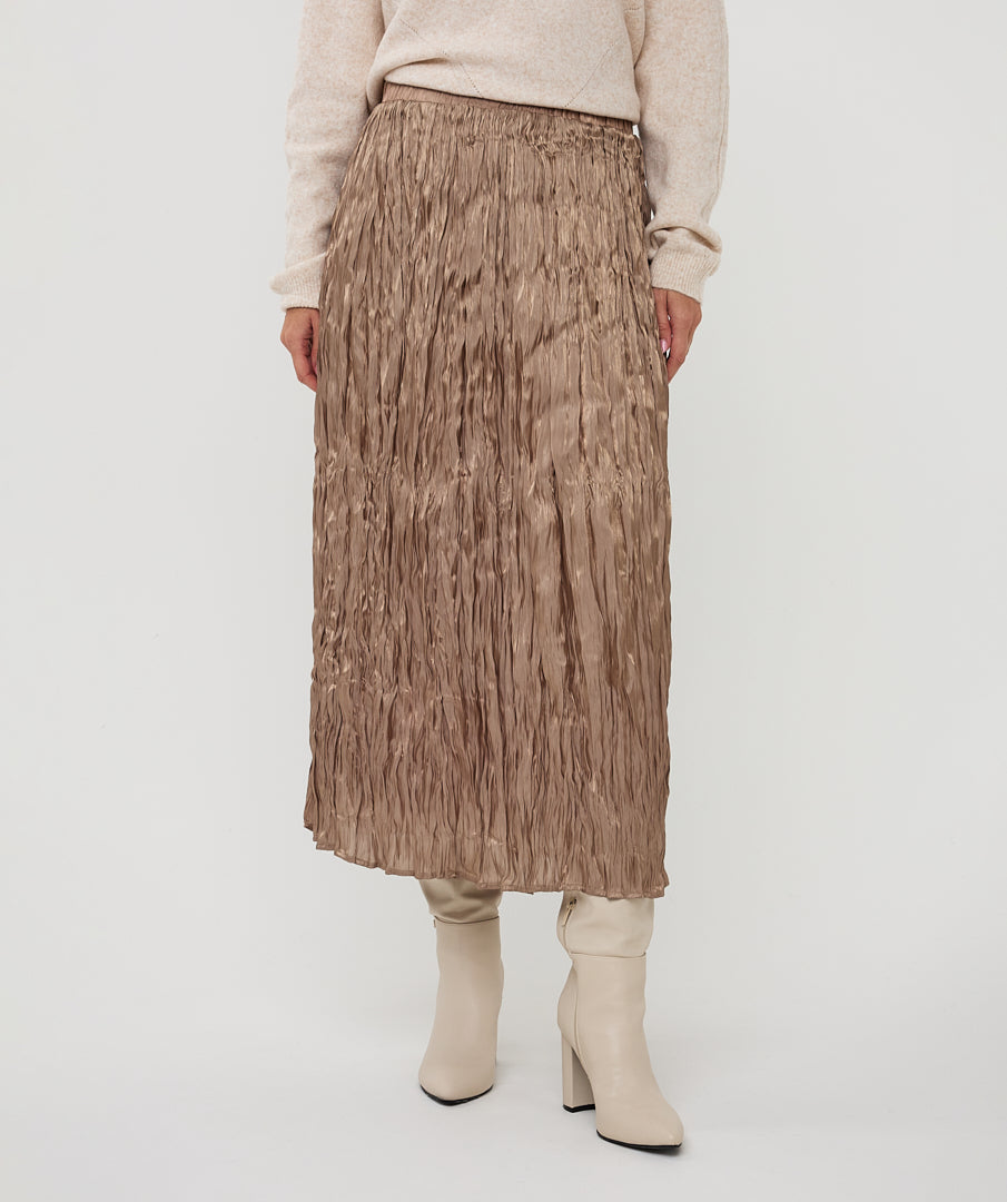 Iridescent Plissé Midi Skirt