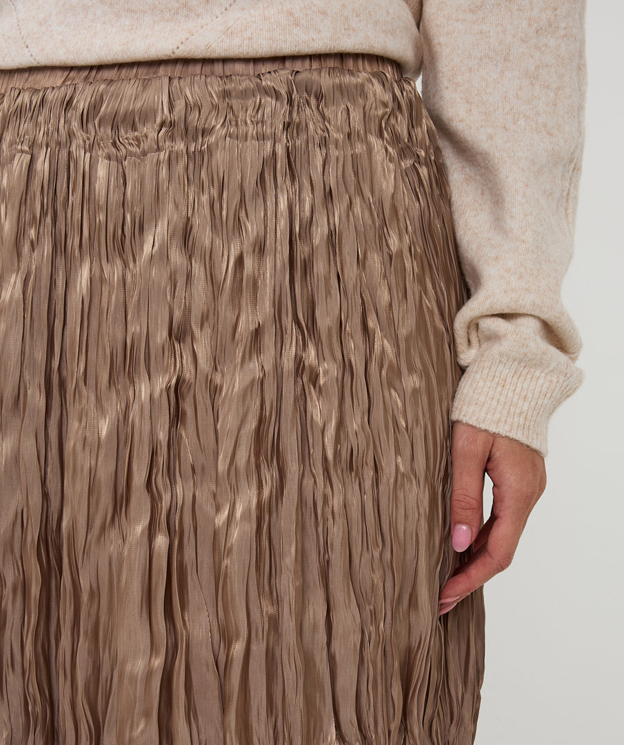 Iridescent Plissé Midi Skirt