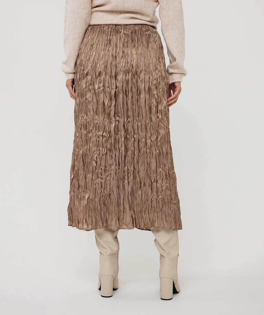 Iridescent Plissé Midi Skirt
