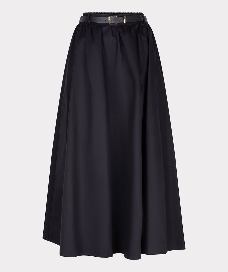 Poplin Belted Pocket Maxi Skirt