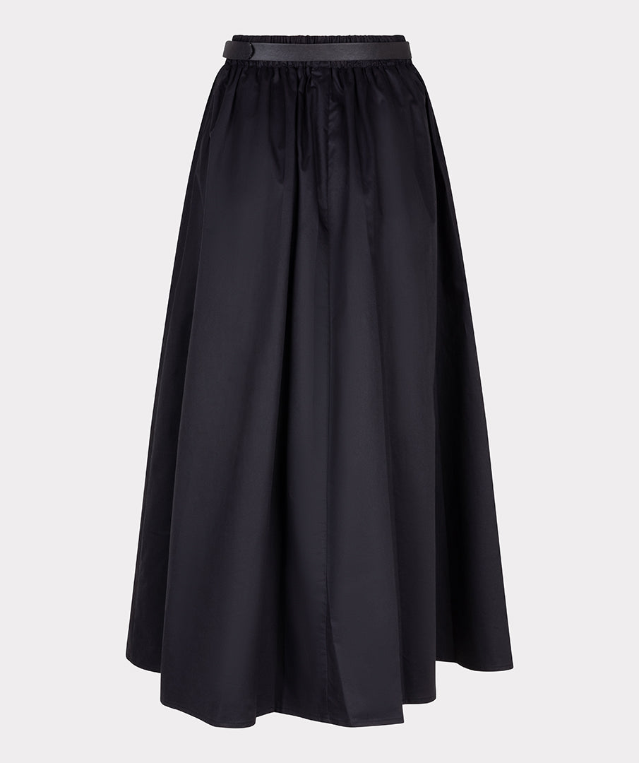 Poplin Belted Pocket Maxi Skirt