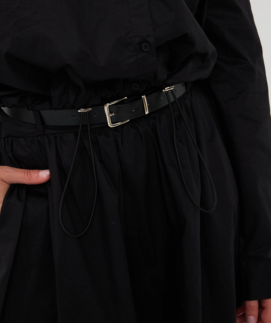 Poplin Belted Pocket Maxi Skirt