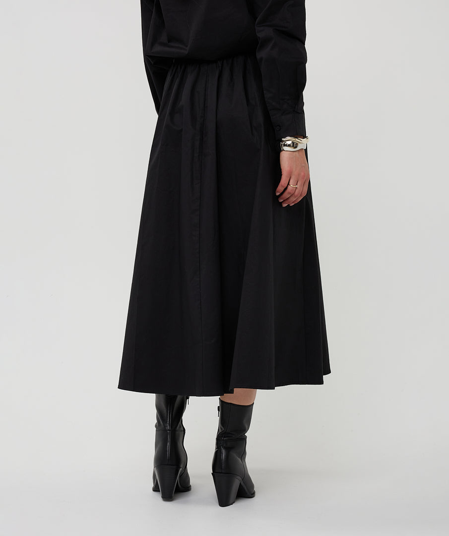 Poplin Belted Pocket Maxi Skirt