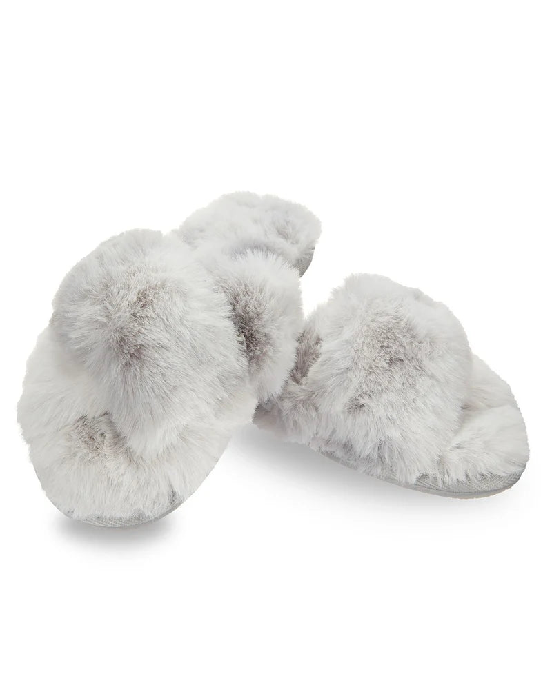 Watercolour Faux Fur Slide Slipper