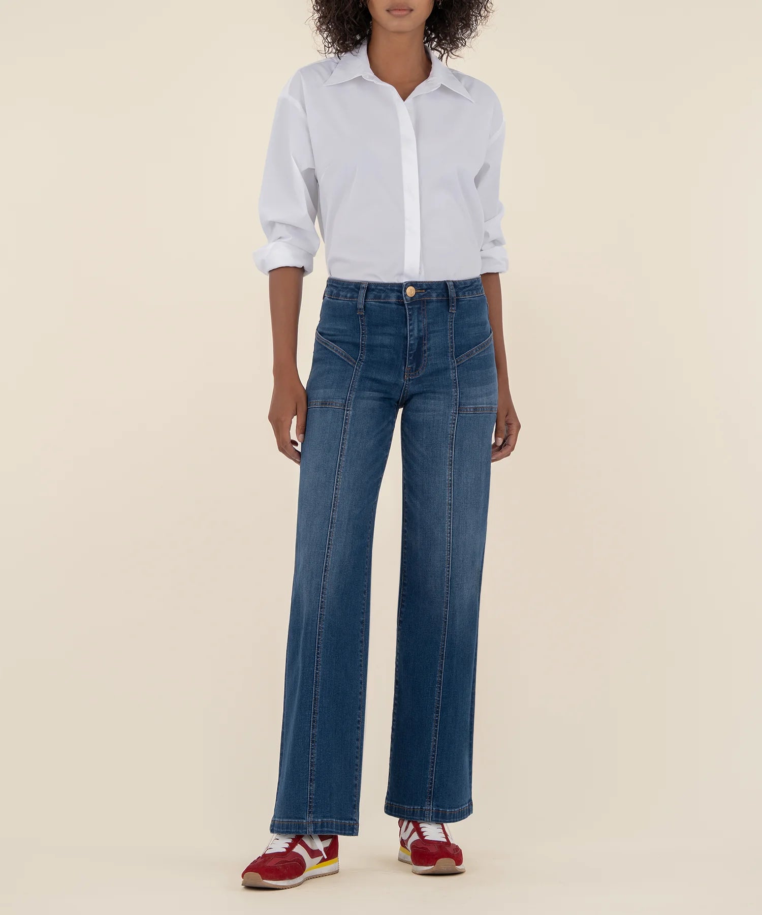 Jean High Rise Patch Pocket Wide Leg