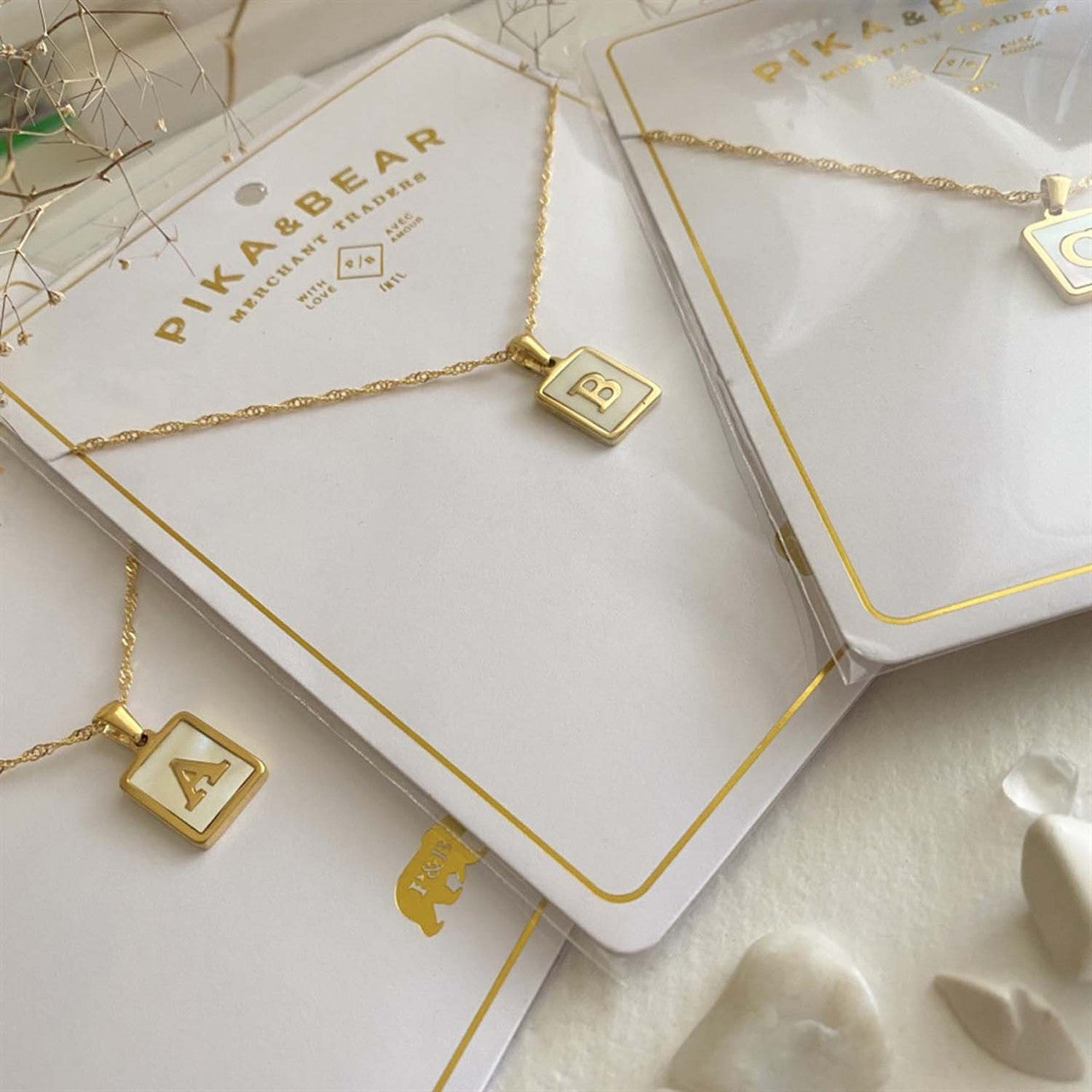 Carrie Mother Of Pearl Inlayed Initial Charm Necklace