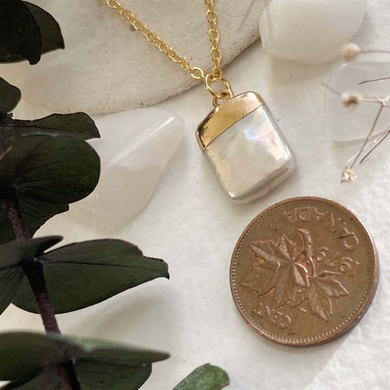 Marquesas Square Pearl Charm Necklace