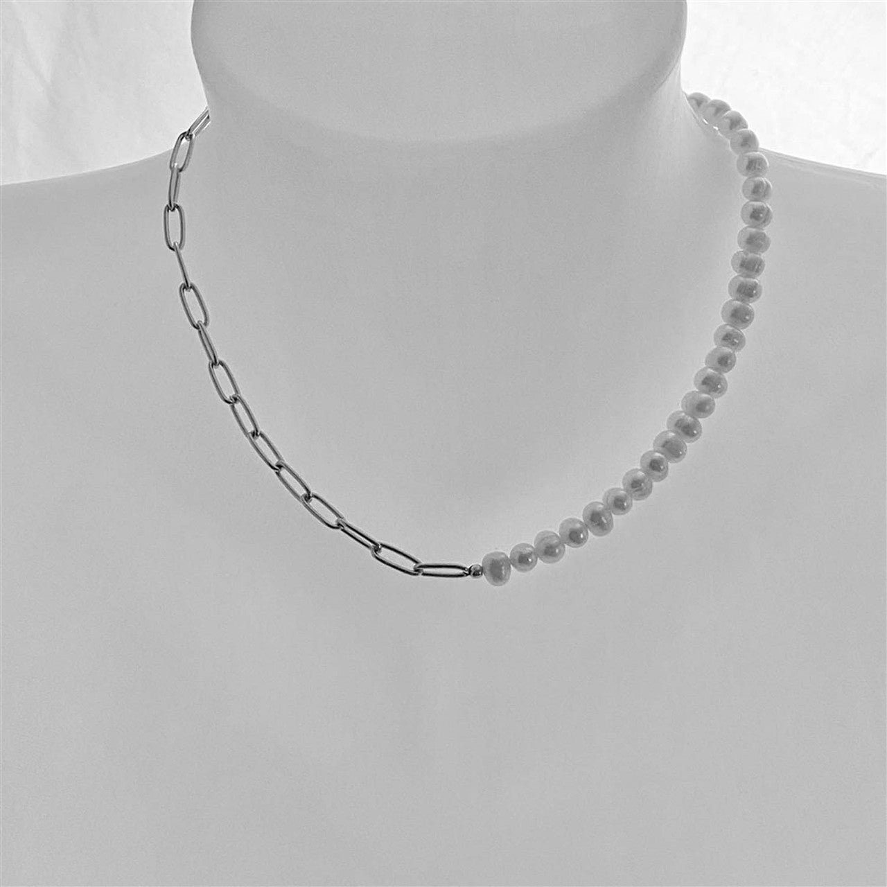 Champs-ΓlysΓ©es Freshwater Pearl & Gold Paperclip Chain Necklace