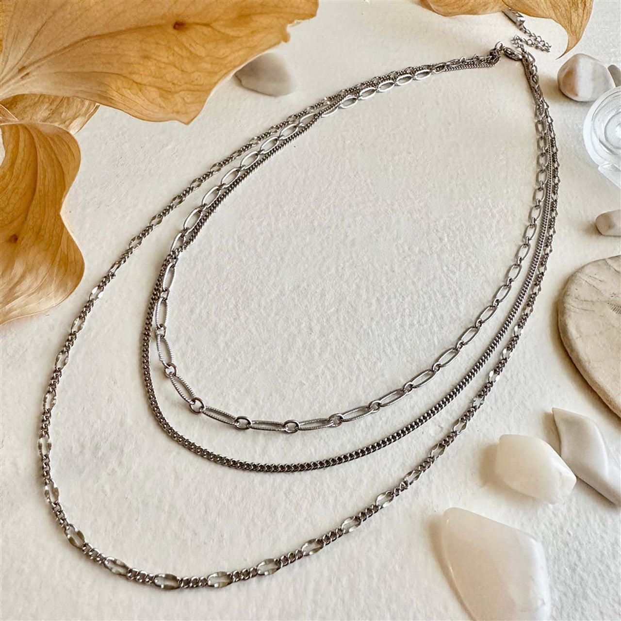 Nanaimo Triple Layer Textured Chain Necklace