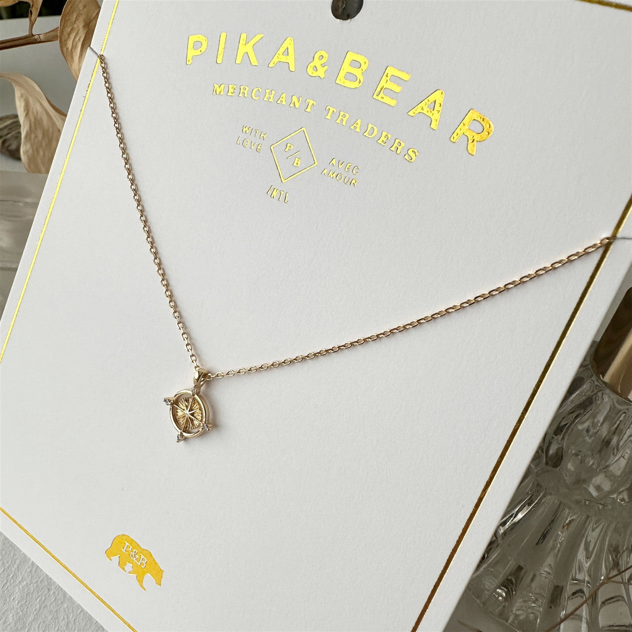 Cardinal Tiny Compass Charm Necklace