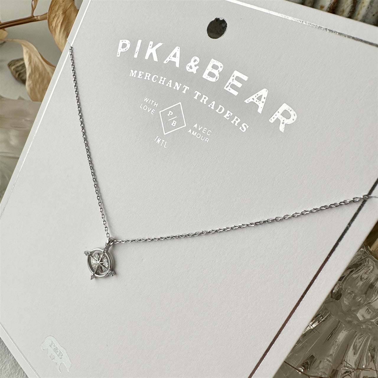 Cardinal Tiny Compass Charm Necklace