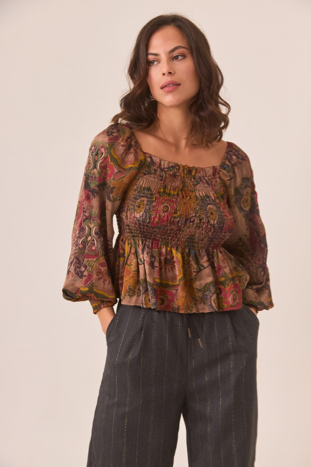 Multicoloured Ruffled Floral Blouse
